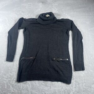 Michael Kors Gray Turtleneck Sweater Dress W/ Zip Pockets, Size M